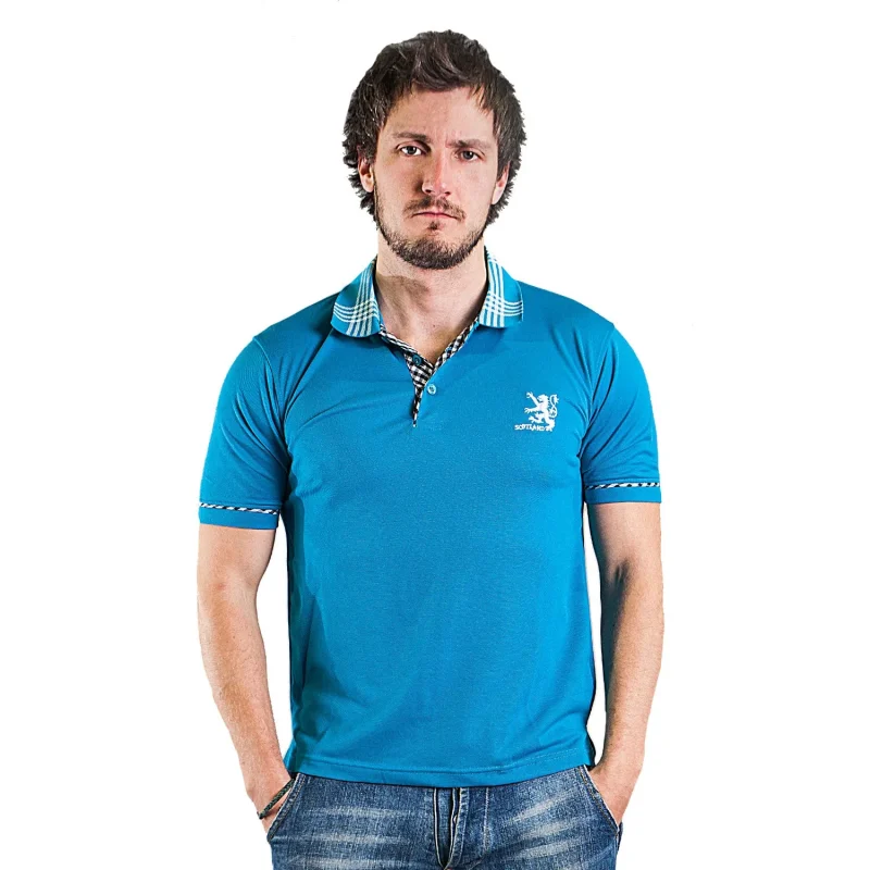 men s lion of scotland sapphire polo shirt