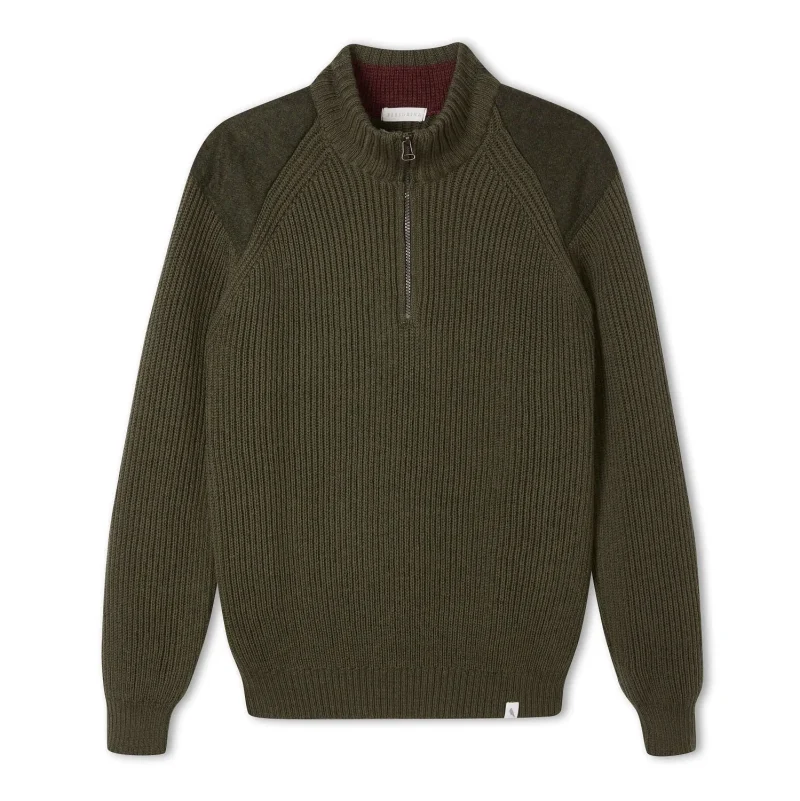 men s peregrine foxton zip neck olive sweater made in england