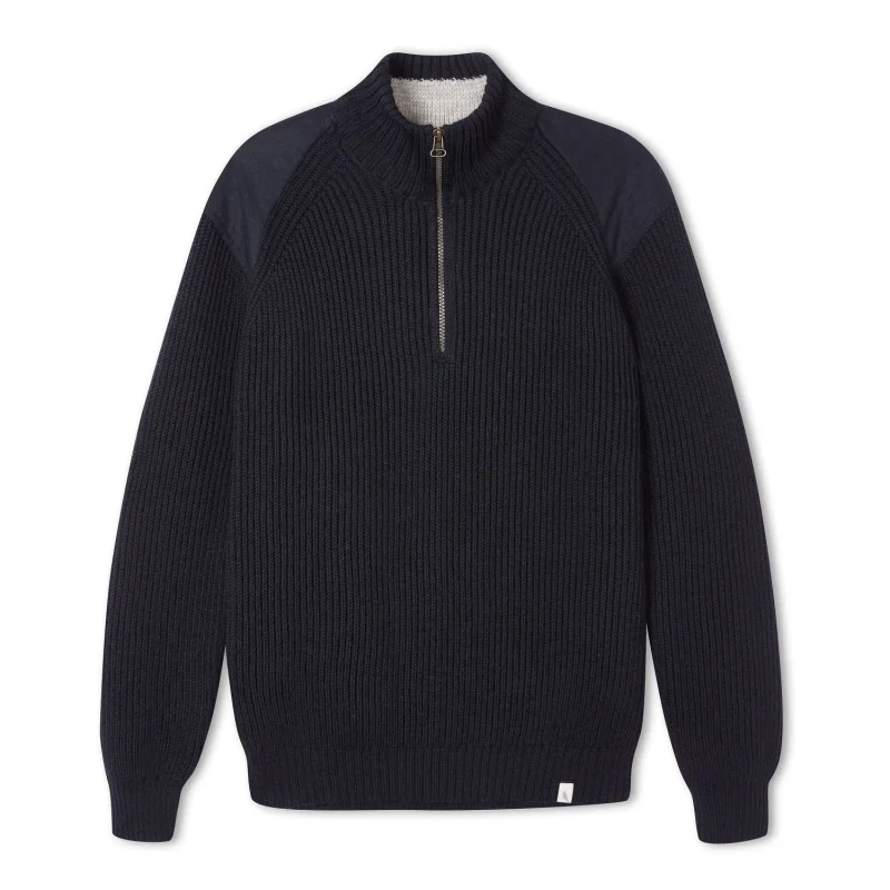 men s peregrine foxton zip neck sweater navy made in england