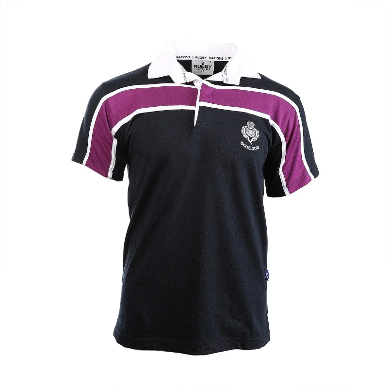 men s purple striped scotland rugby shirt short sleeve