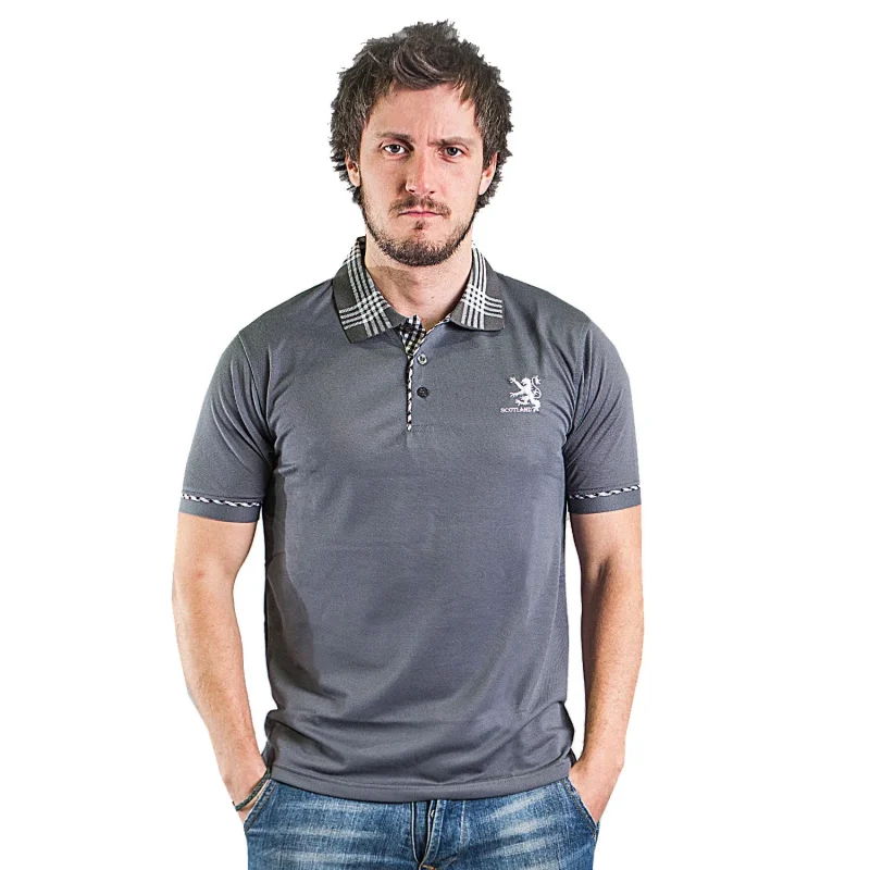 men s rampant lion scotland grey marl polo shirt