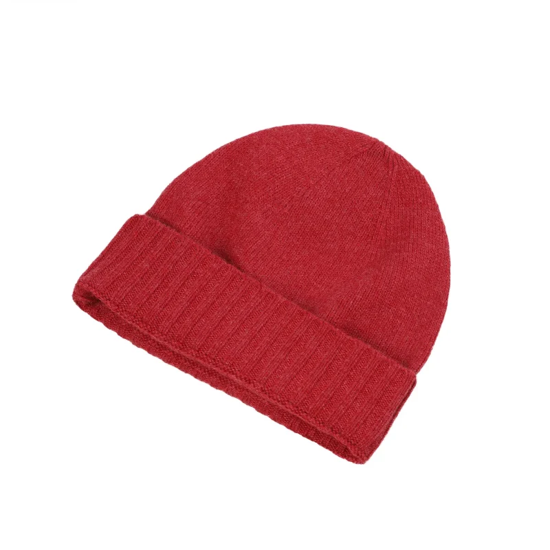 men s ribbed knit beanie brick red turn up