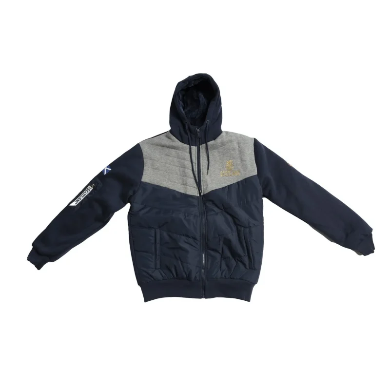 men s rome puffer hoodie navy grey