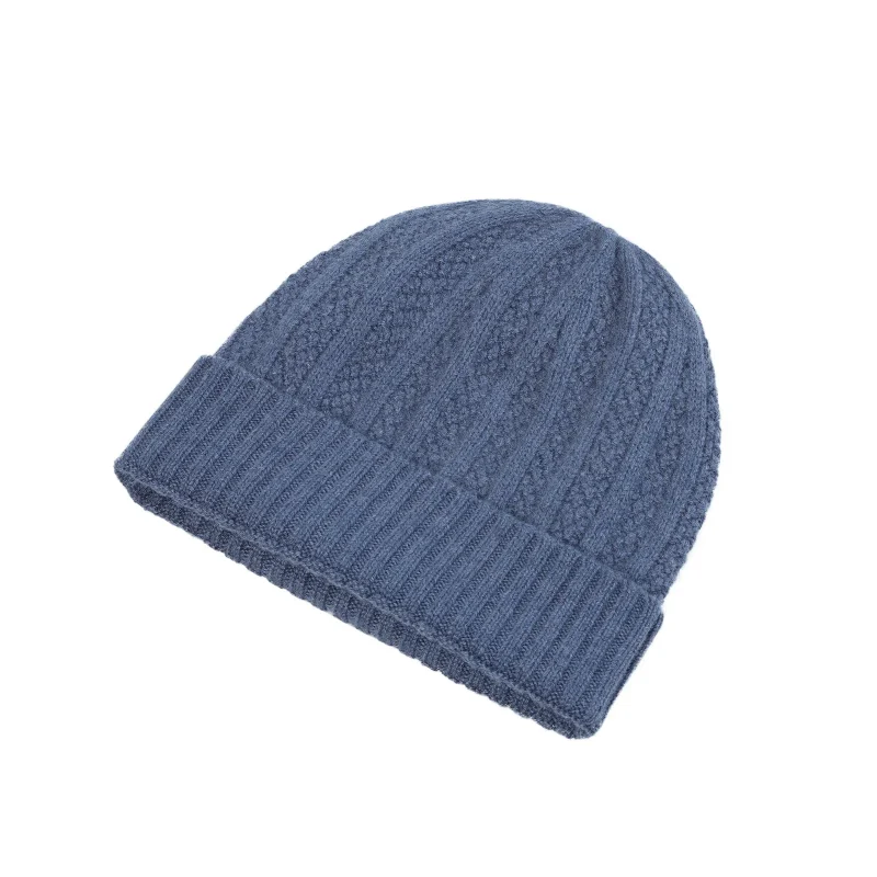 men s seed stitch ribbed denim beanie hat