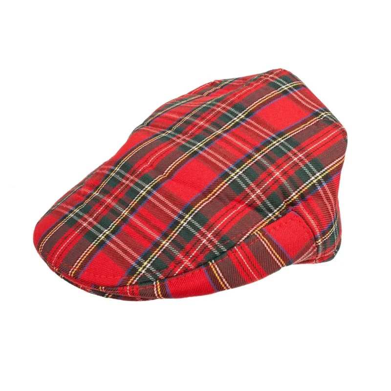 men s tartan padded flat cap for men