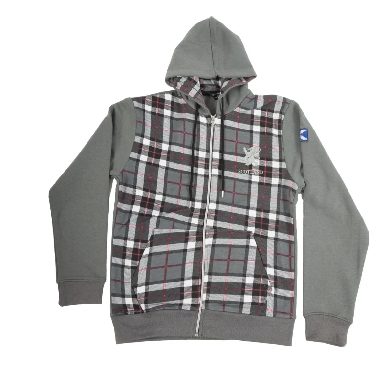 men s thomson grey tartan zip hoodie