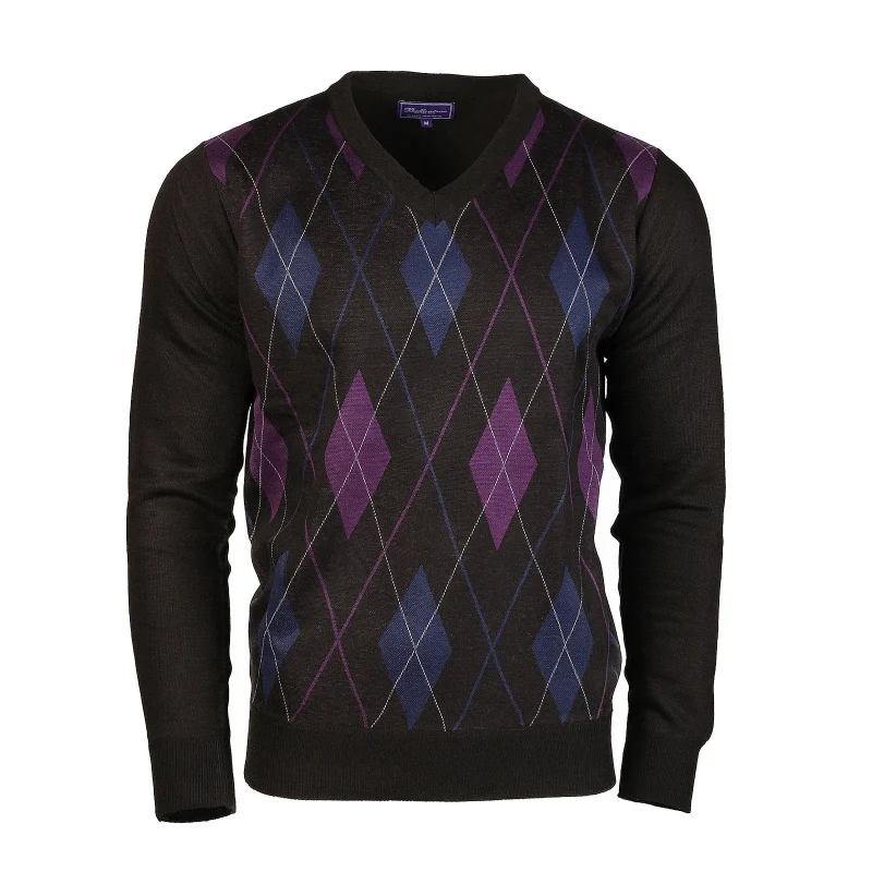 men s v neck argyle ballantrae jumper black