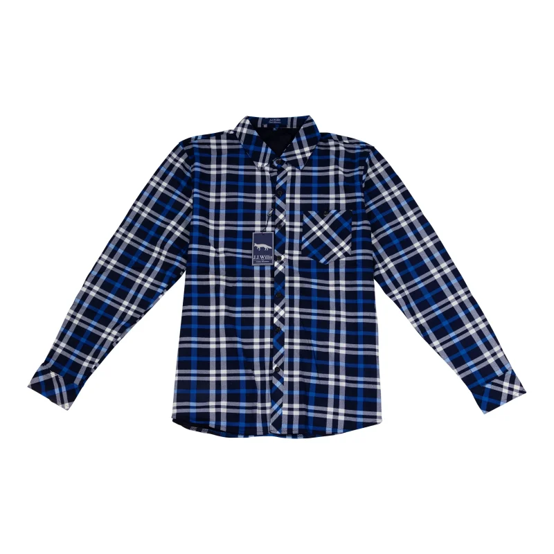 men s velour lined blue check shirt