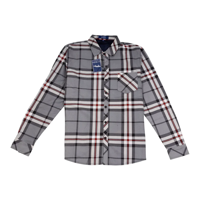 men s velour lined check shirt in thomson grey