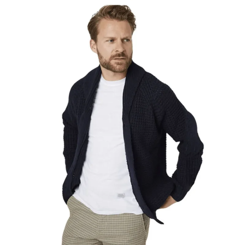 mens peregrine waffle shawl navy blue