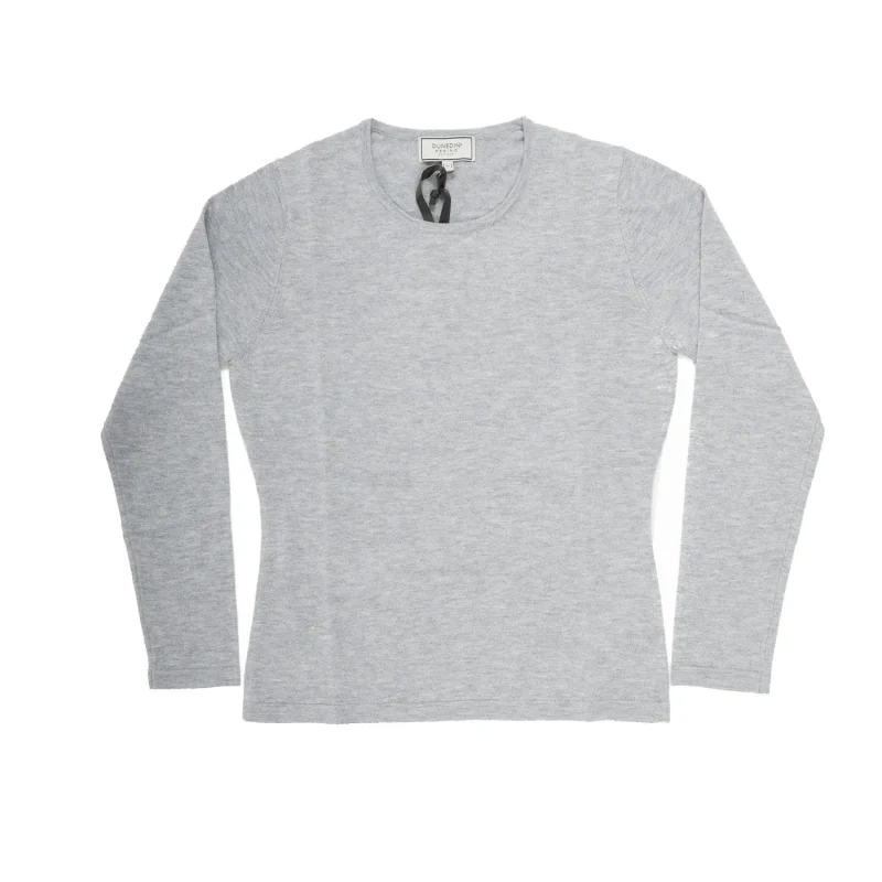 merino crew neck sweater for women quarry grey