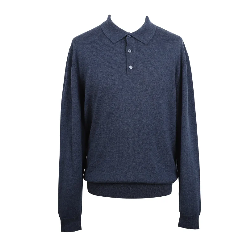 merino polo sweater denim 100 wool