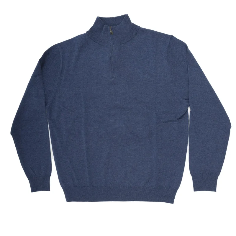 merino wool men s 1 2 zip sweater denim