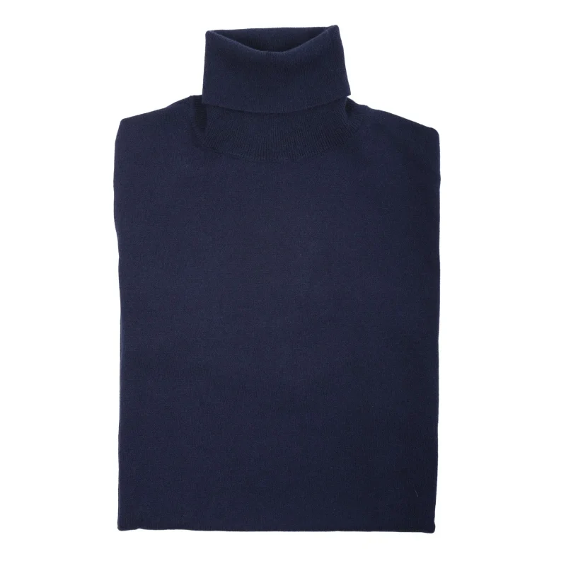 merino wool women s navy polo neck sweater