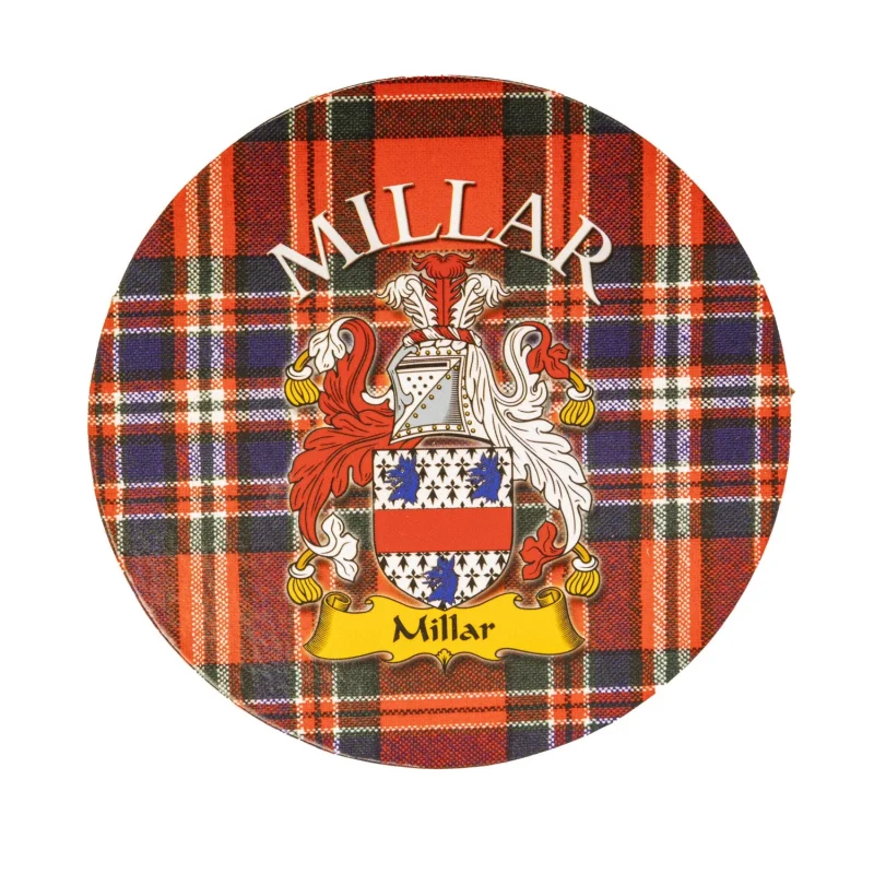 millar clan round cork coasters