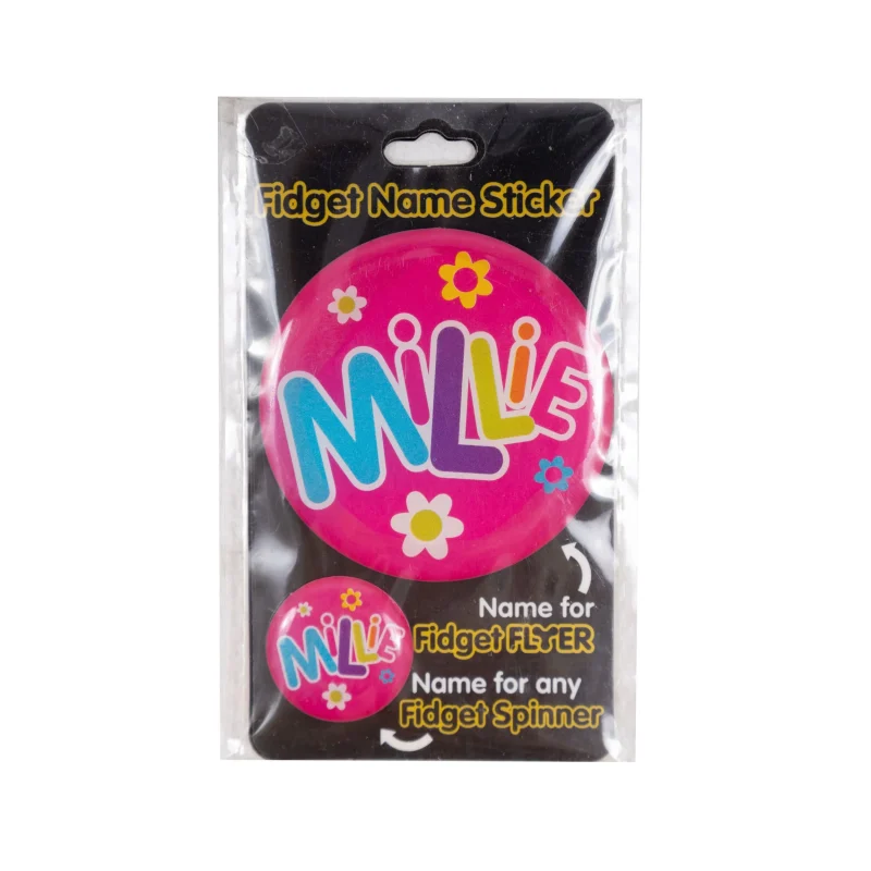 millie fidget flyer name stickers