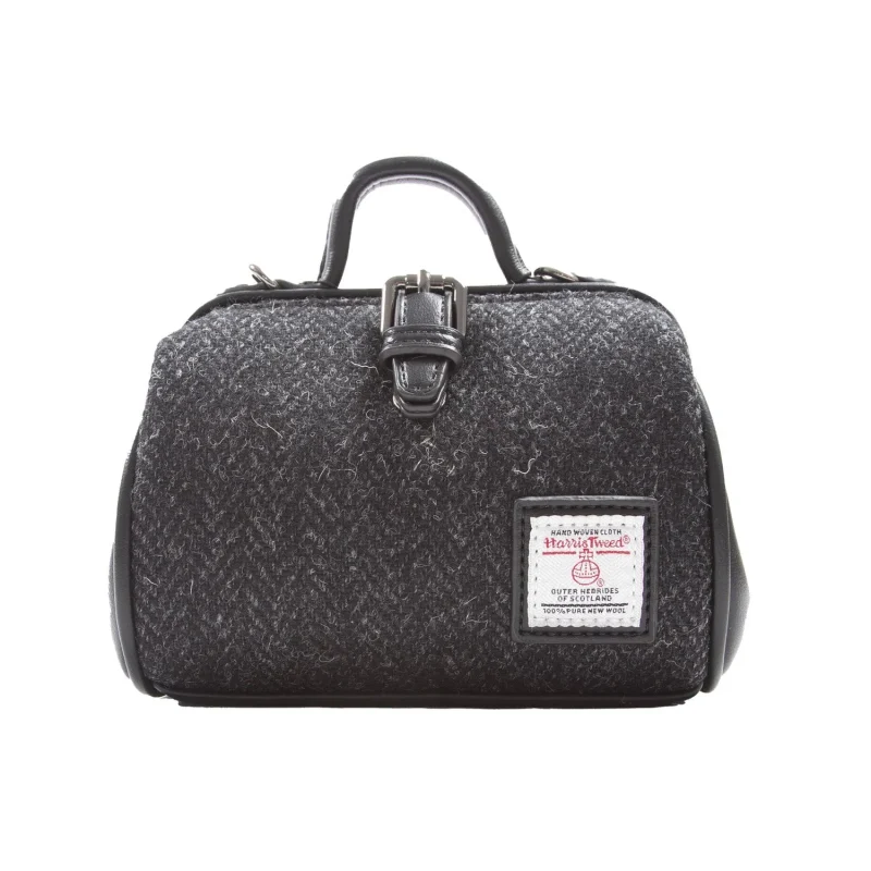 mini black herringbone doctor bag