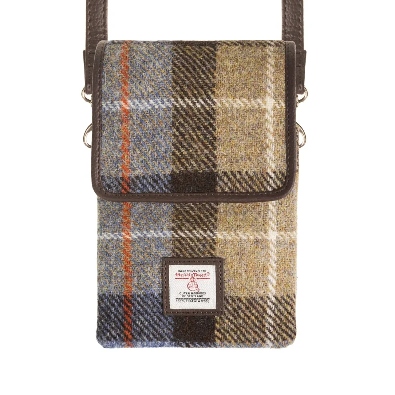 mini crossbody check bag blue brown