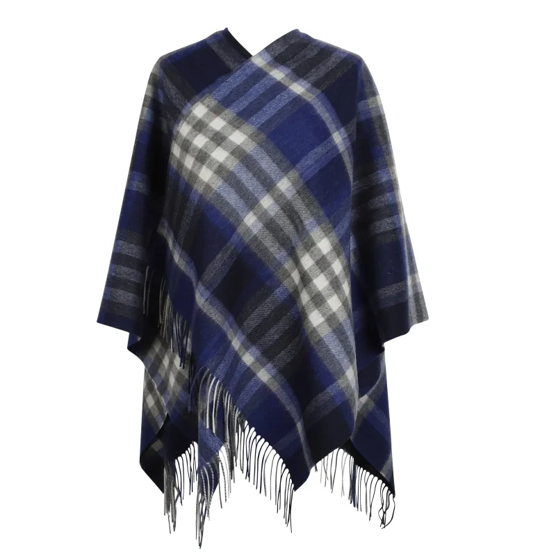 mini me navy tartan cashmere kids cape