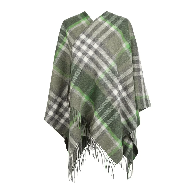 mini me tartan cashmere cape for kids olive