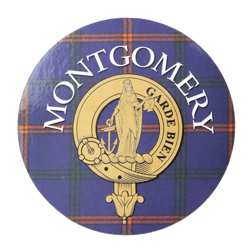 montgomery family name round cork coaster