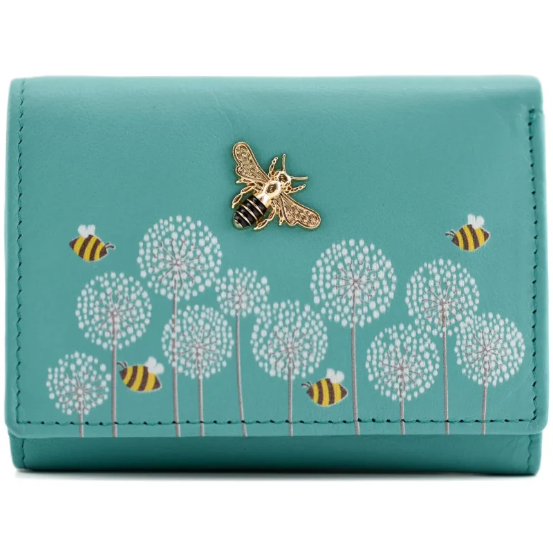 moonflower turquoise tri fold bee purse