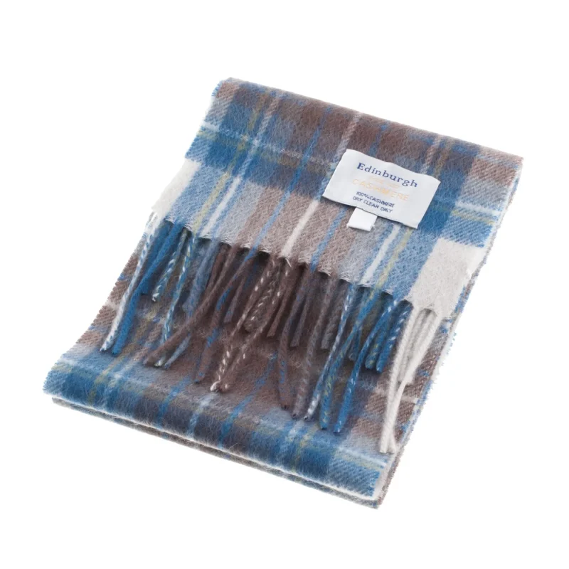 muted blue stewart mini scarf edinburgh cashmere