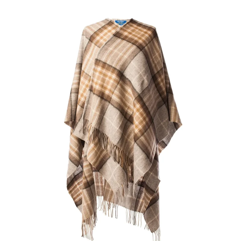 natural lambswool long tartan cape edinburgh mackellar