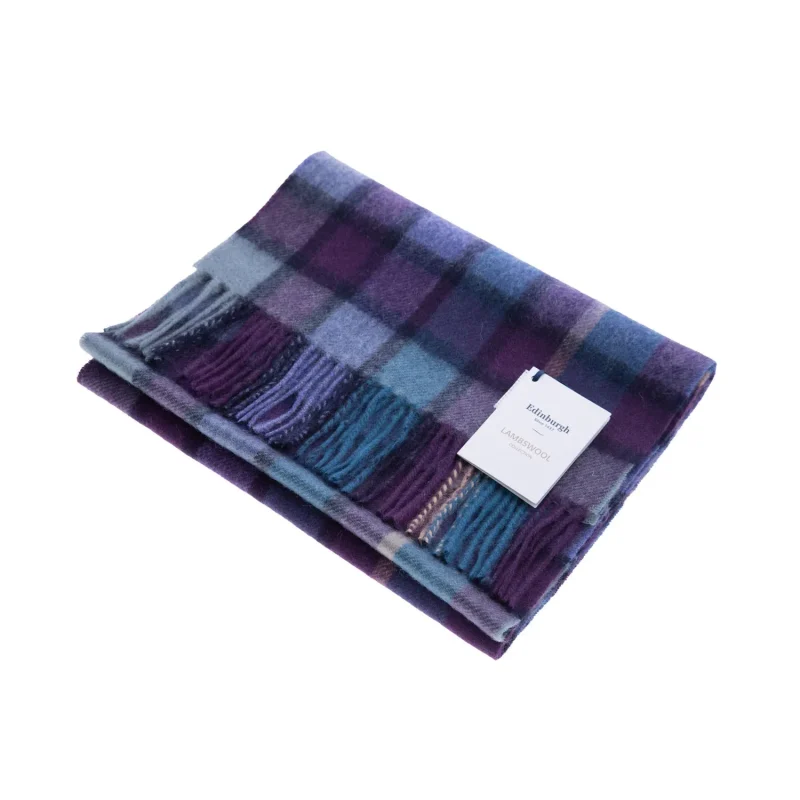 navy artillery check tartan scarf 100 lambswool edinburgh