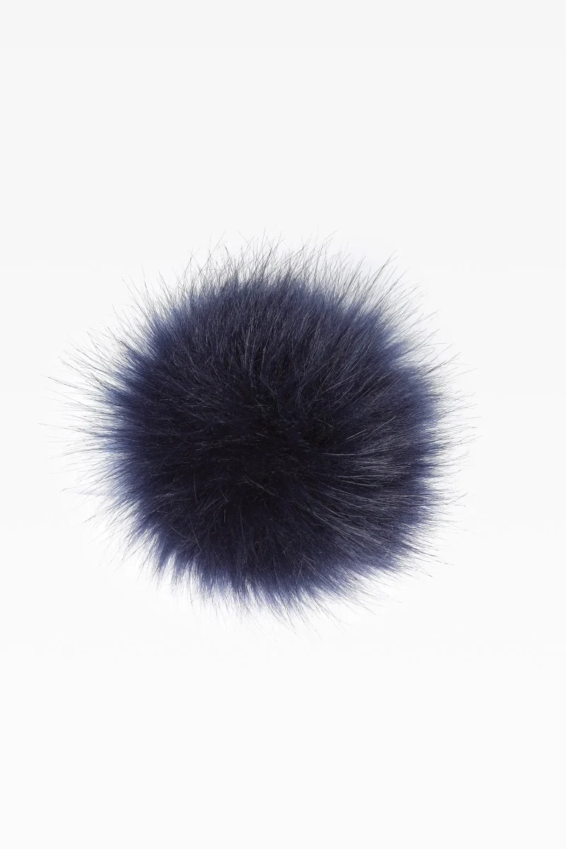 navy blue faux fur pom pom