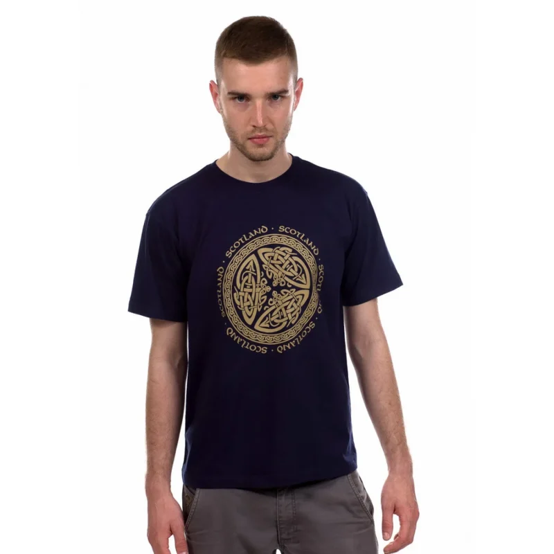 navy celtic circle design scotland t shirt