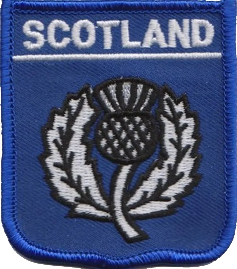 navy embroidered scotland thistle badge