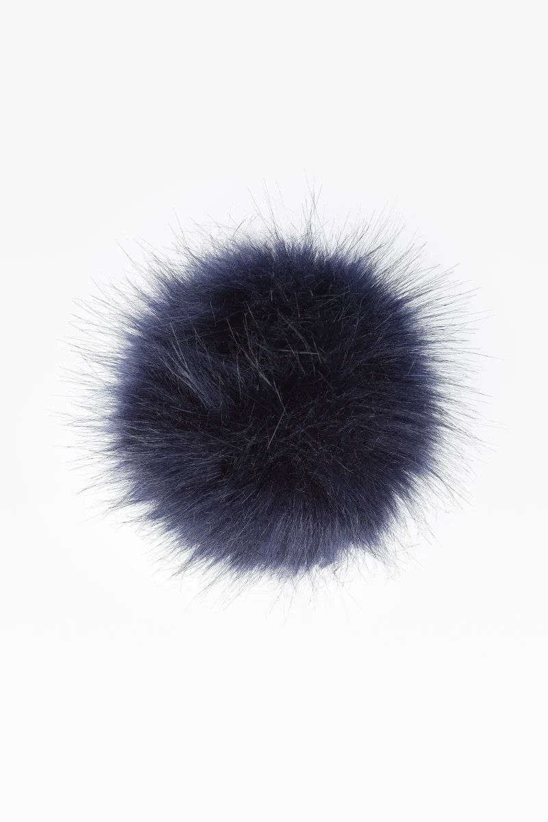 navy faux fur pom pom 100