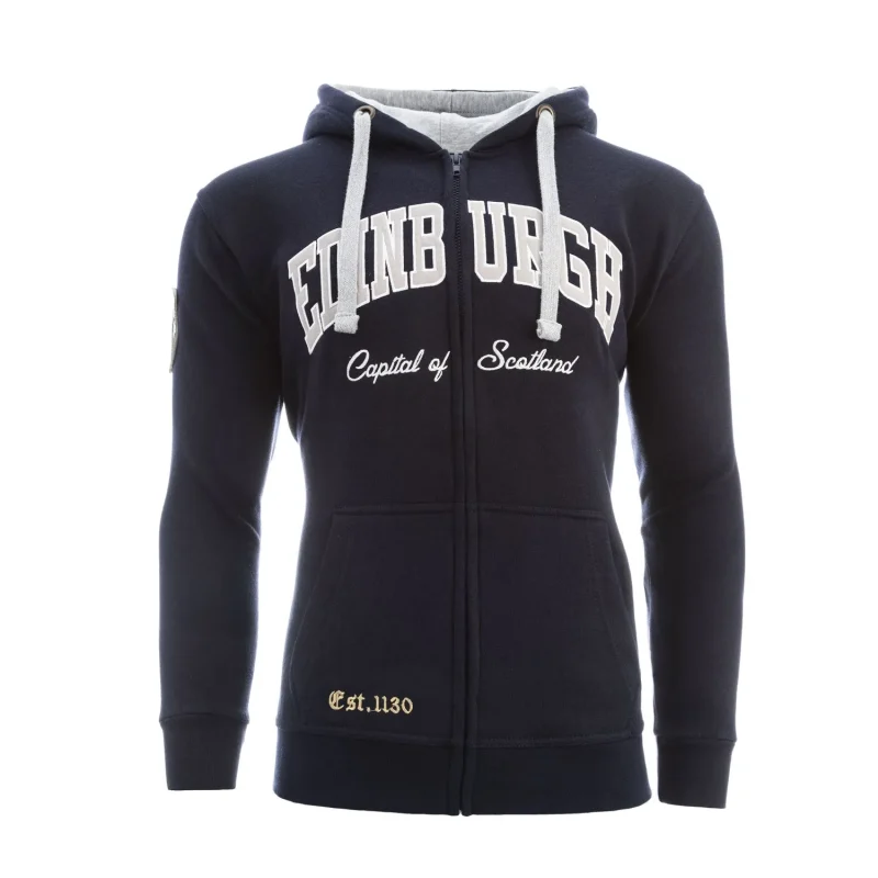 navy grey edinburgh hoodie sweatshirt with zip