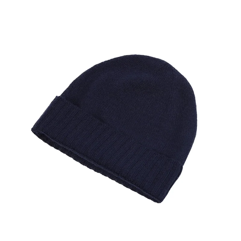 navy ribbed knit women s beanie hat