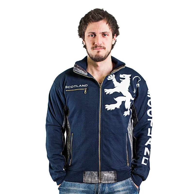 navy scotland lion zip up hoodie