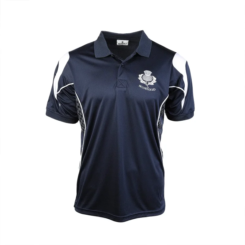 navy scotland thistle polo shirt for racing