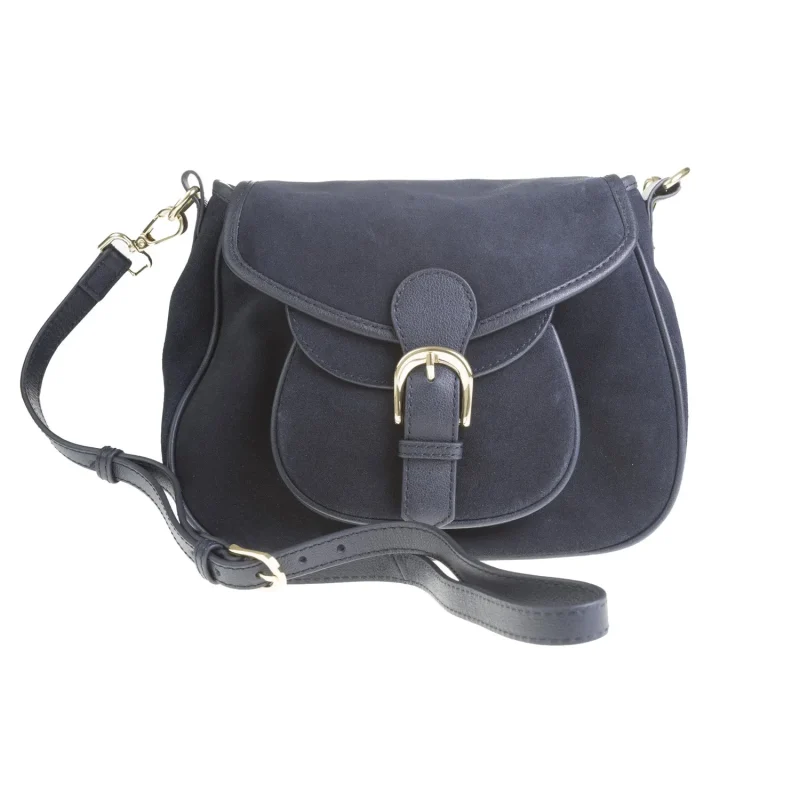 navy suede handbag