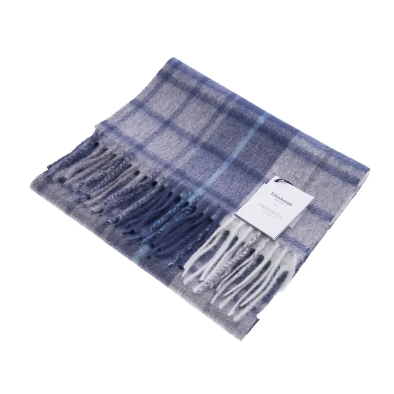 navy tartan 100 lambswool scarf mill check edinburgh