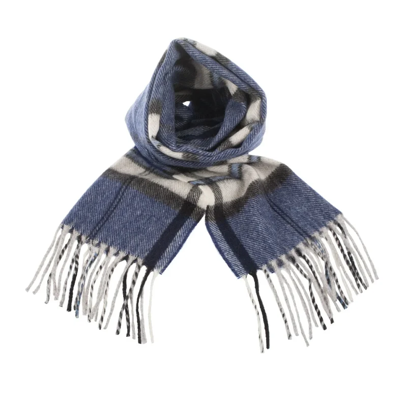 navy thomson tartan cashmere scarf 100 pure