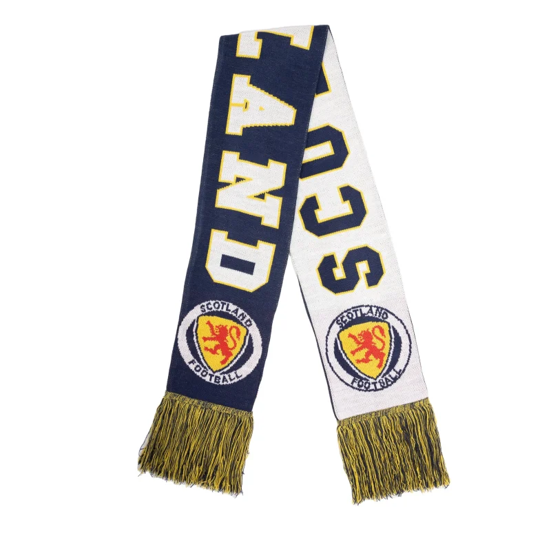 navy white scotland football scarf with tassels