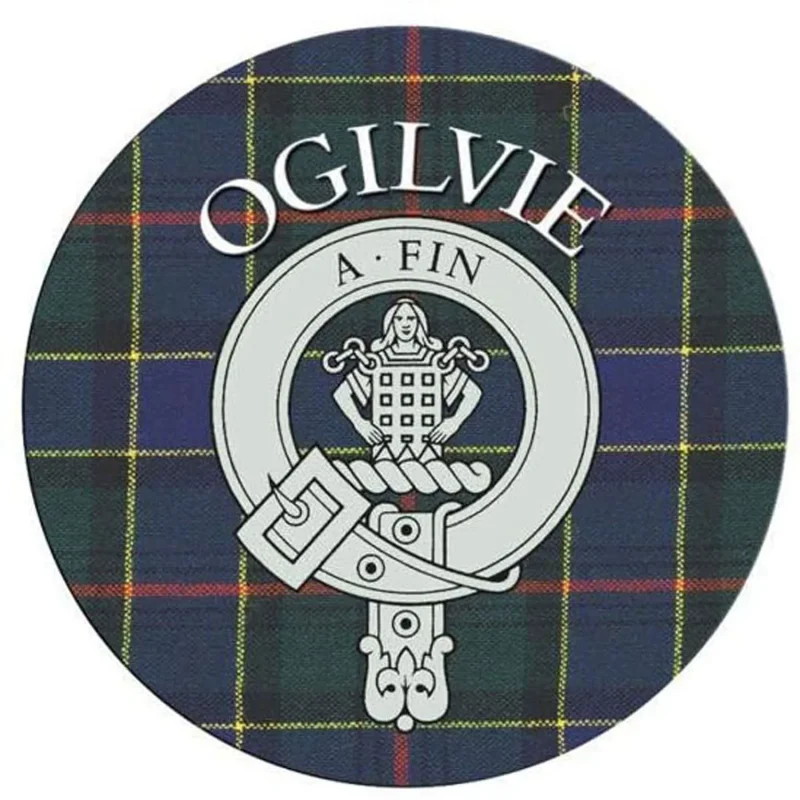 ogilvie family name round cork coaster