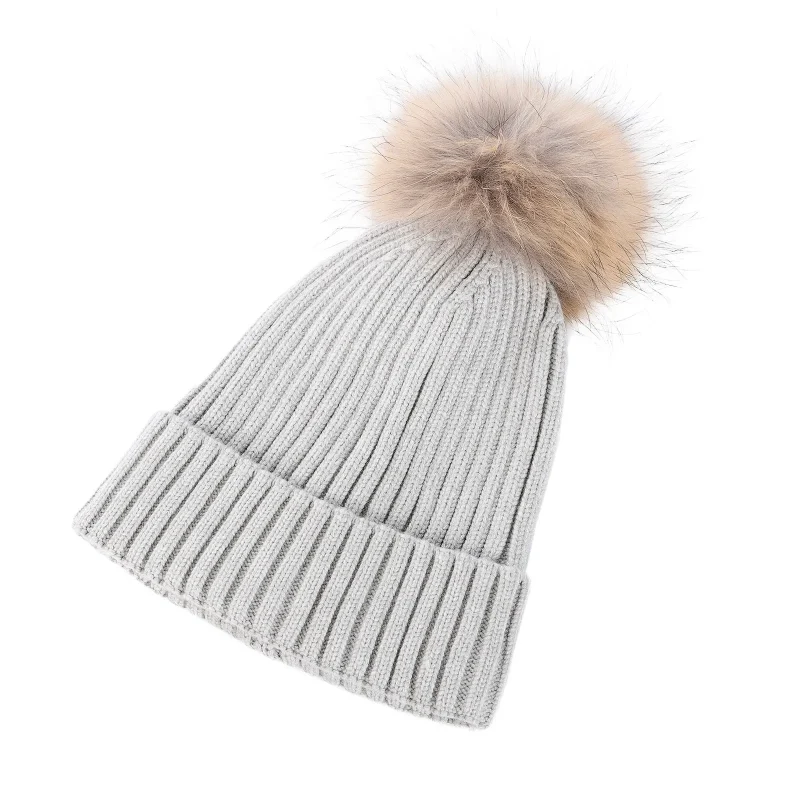 oyster natural ribbed pom hat