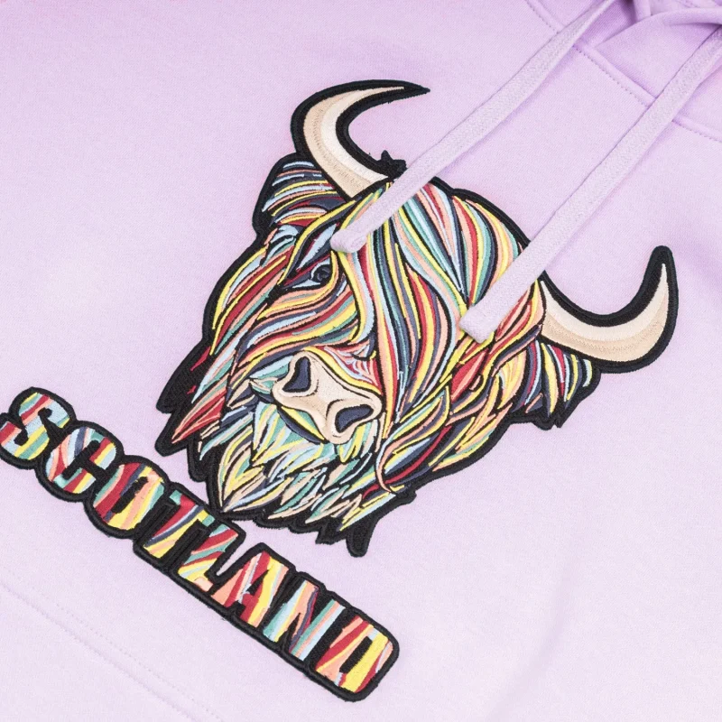 pastel highland cow hooded sweatshirt lilac