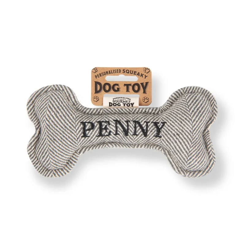 penny squeaky bone dog toy