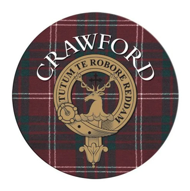 personalized crawford family round cork coasters