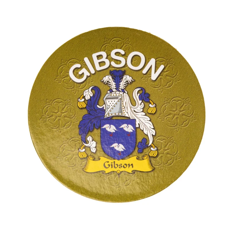 personalized gibson family name round cork coaster