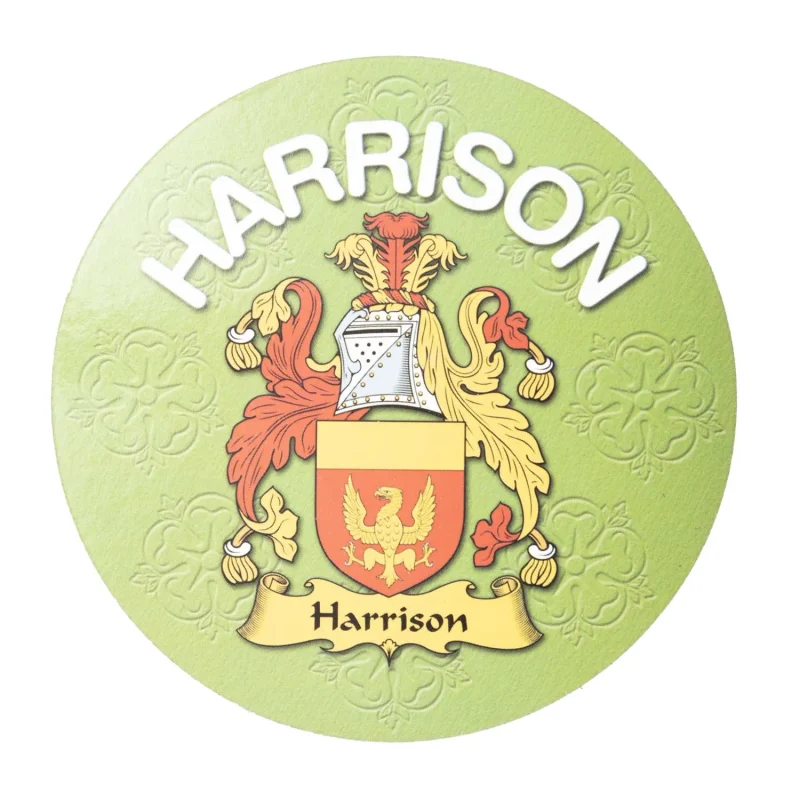 personalized harrison family round cork coaster