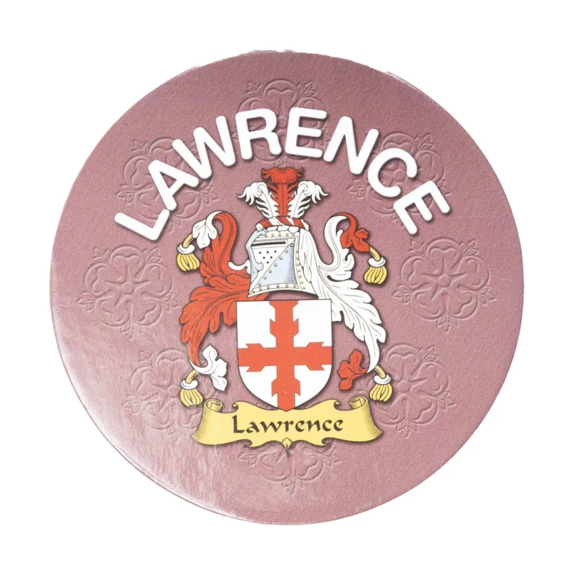 personalized lawrence family round cork coasters