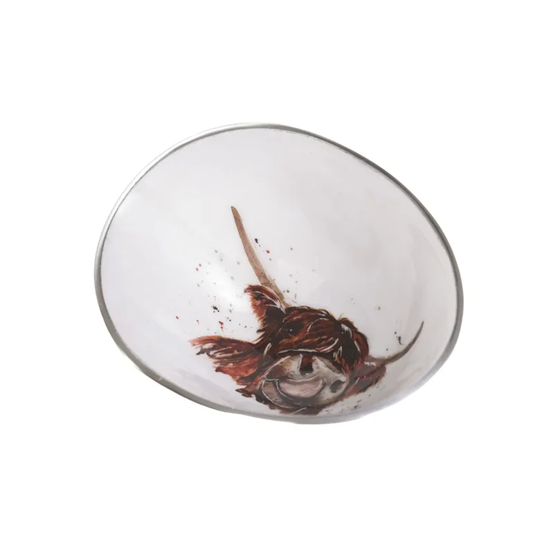 petite highland cow oval petite bowl 12 5cm